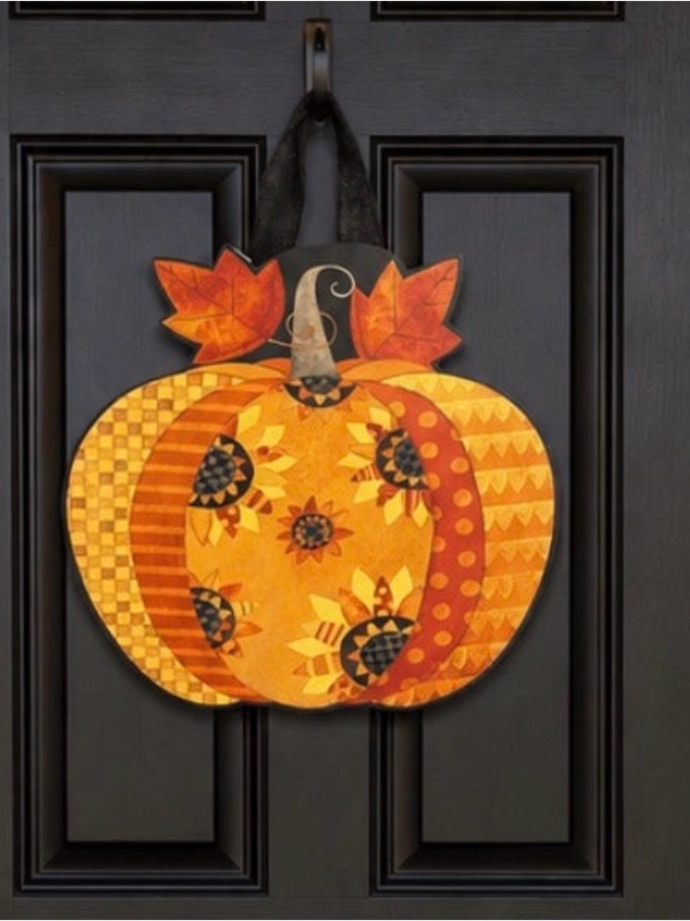 Studio M Orange and Black Pumpkin Door Hanger